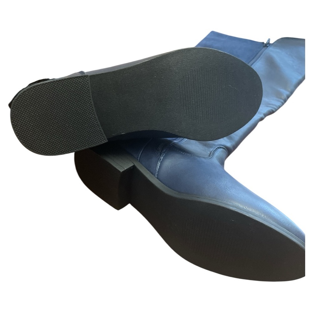 NEW FAUZ LEATHER FLAT BOOTS WITH ZIPPERED DETAILS - Picture 8 of 13